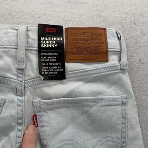 Levis Premium Mile High Super Skinny Jeans Womens 24x28 Light Blue High Rise